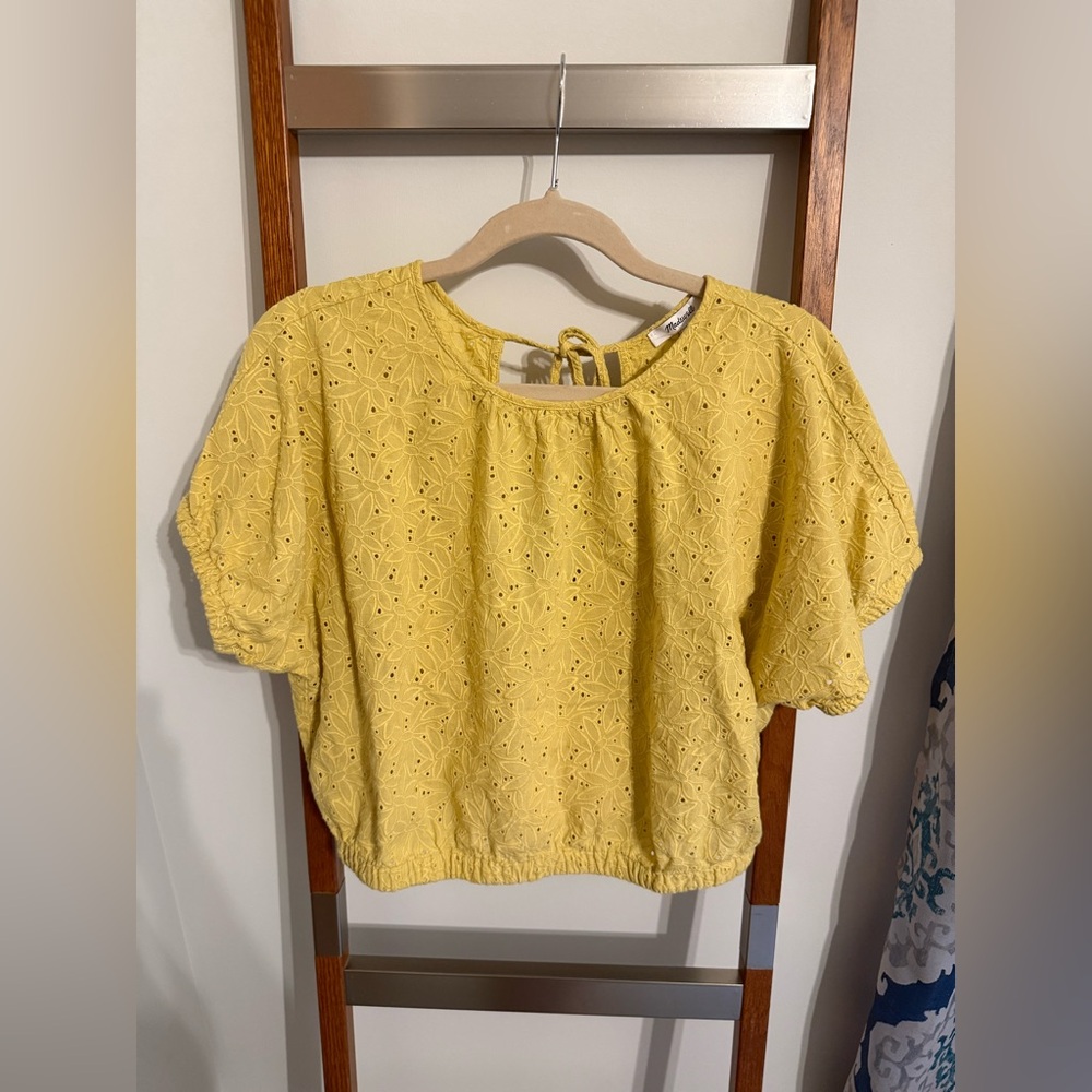 Madewell Eyelet Michele Bubble Top in Dream-On Daisies